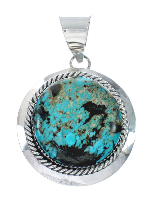 Navajo Turquoise Sterling Silver Pendant Bead Necklace X10730